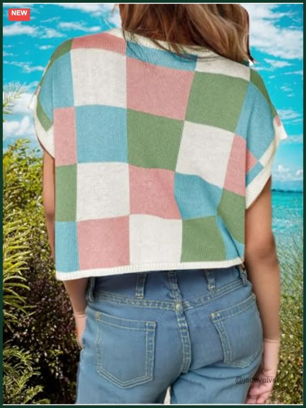 Girls Colorblock Sweater Vest Crop Top Cap Sleeve Cute Casual Tween Shirt